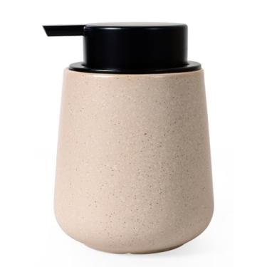 Imagem de INGOFIN Dispensador de loção de cerâmica – Dispensador de sabonete para as mãos de 340 g para banheiro, dispensador de líquido moderno com bomba, frasco de detergente recarregável para cozinha, bege