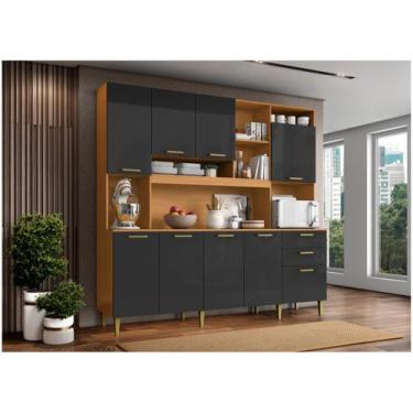 Imagem de Armário de Cozinha Completa Aramóveis Kit Mega 9 Portas 2 Gavetas, Cin