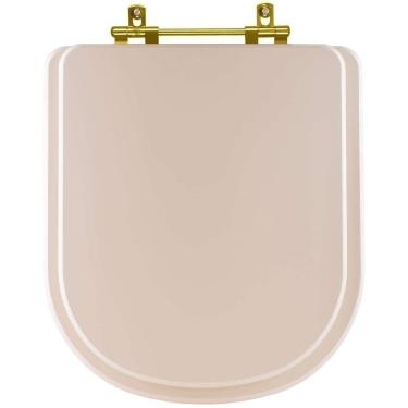 Imagem de Tampa De Vaso Poliéster Vogue Plus Amendoa Para Bacia Deca Com Ferragem Dourada