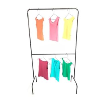 Imagem de Cabideiro para Roupas，RemovíVel para FáCil InstalaçãO，Altura: 182 cm，Polo Duplo Preto，Gama Infantil，Perfeito para Pendurar Roupas Infantis em Casa.