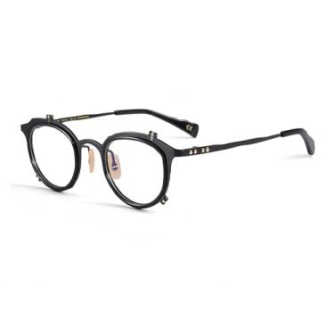 Imagem de JOLLYNOVA Wren Desiger Armação de óculos de grau de acetato de titânio, óculos personalizados com lentes de luz azul, Preto, 45mm