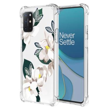 Imagem de WEIOUHR Capa para OnePlus 8T OnePlus 8Tphone, design de flor branca de TPU macio, à prova de choque, resistente a arranhões, leve, para OnePlus 8T (Magnólia)
