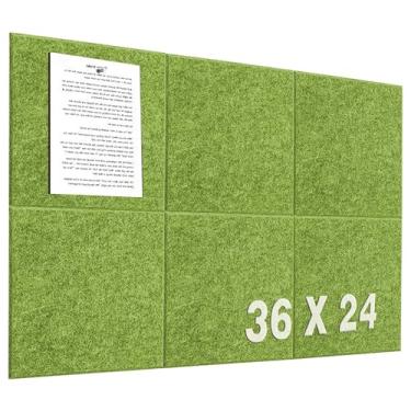 Imagem de Leallace Quadro de cortiça verde para parede, quadros de exibição de imagem de 61 x 91 cm, pacote com 6 azulejos de cortiça com 30 pinos coloridos, quadros de cortiça para escritório, escola, quadro