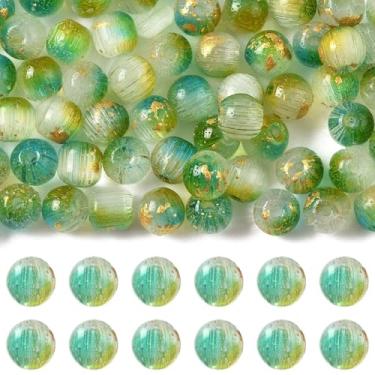 Imagem de MakemadeDIY 141 contas olho de gato 5,5 mm contas redondas verdes para pulseiras fazendo pedras preciosas semipreciosas contas soltas de vidro para fabricação de joias