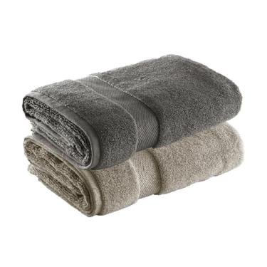 Imagem de Jogo de Toalhas Ele/Ela Super Soft Zero Twist Banhão 80x150cm 500g/m², 97% Algodão 3% Poliéster, Toque Macio, Alta Absorção e Design Sofisticado – Altihaus (Taupe/Chumbo)