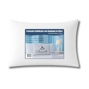 Imagem de Travesseiro Matelassê Regulável Plumelle, Zíper Lateral, Altura Ajustável, Toque de Pluma, Fibra Siliconada Antialérgica e Lavável em Máquina – 70x50 cm