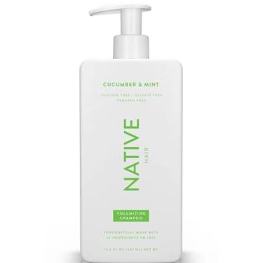 Imagem de Native Champô vegano de pepino e menta com volume natural, limpo, sem sulfatos, parabenos e silicone – 488 ml