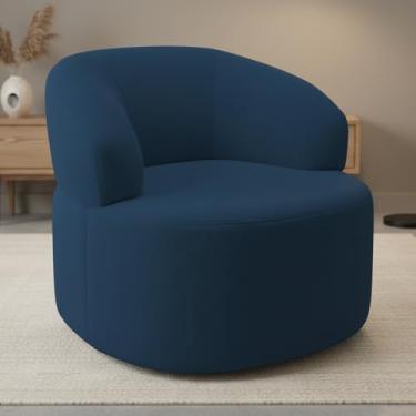 Imagem de Poltrona Giratória Orgânica Para Sala de Estar Living Helena L02 Suede Azul Marinho - Lyam Decor