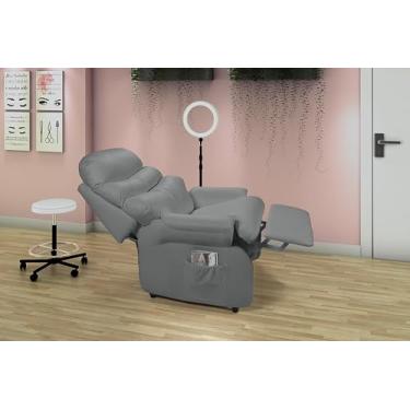 Imagem de Poltrona de Estética Reclinável Barão Design de Sobrancelhas Corino Cinza