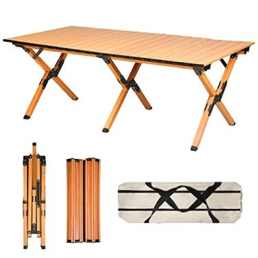 Imagem de Mesa de piquenique portátil, mesa de piquenique dobrável de alumínio com bolsa de transporte, mesa de acampamento leve dobrável para 4-6 pessoas, mesa de acampamento dobrável para piquenique, festas, churrasco, praia, quintal, jardim