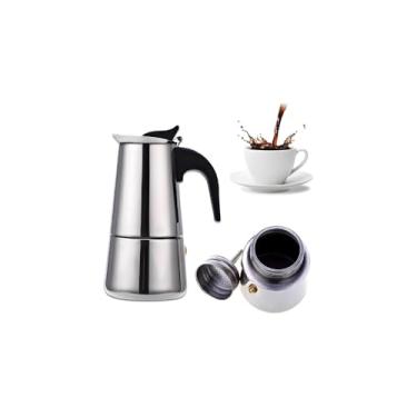 Imagem de Cafeteira Italiana em Aço Inox, 300ml, 6 Xícaras, Design Clássico, Altura 18,5cm, Acabamento Polido