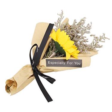 Imagem de Domary Buquê de Girassol Flor Seca Decoração de Casamento Presente de Feriado (S Amarelo 24 Astronauta)