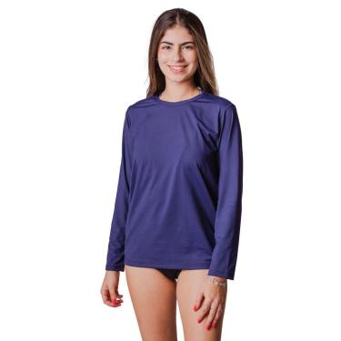 Imagem de Blusa Termica Feminina Protecao Solar Uv50 Segunda Pele Azul Marinho-Feminino