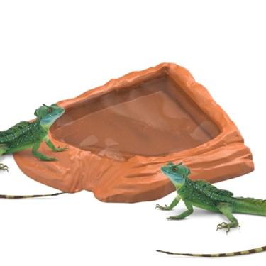 Imagem de Tigela de comida de tartaruga, bacia de alimentação de cobra, prato de comida de água de tartaruga de simulação para terrário, aquário, tartaruga, lagartixa, dragão barbudo, cobra, habitat