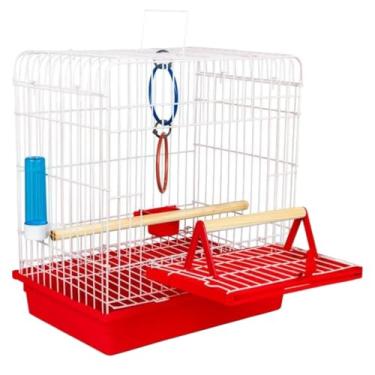 Imagem de Gaiola Calopsita Junior Metal e Plástico Resistente Segurança Jel Plast Pet Piu(Vermelha)
