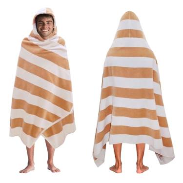 Imagem de COTTON CRAFT Toalha de praia com capuz - Toalha de praia extragrande XXL 85x84 com capuz para adultos - Toalha de praia The Big Kahuna - Toalha de praia grande e alta macia 100% algodão - Envoltório