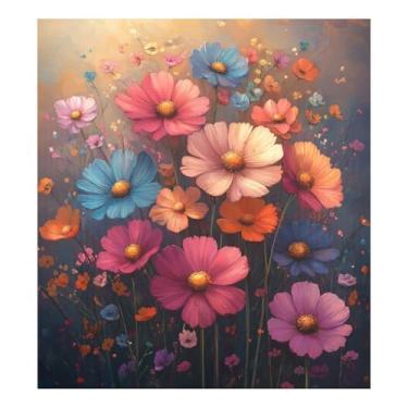 Imagem de Blueangle Capa de ímã de máquina de lavar louça para pintura de margaridas, decoração da capa frontal da máquina de lavar louça, adesivos de eletrodomésticos, adesivos de eletrodomésticos, 58 cm C x