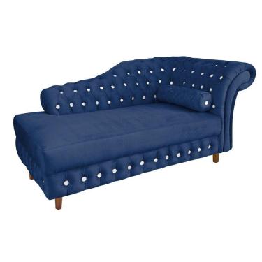 Imagem de Divã Chesterfield Capitonado Azul Marinho com Strass Suede