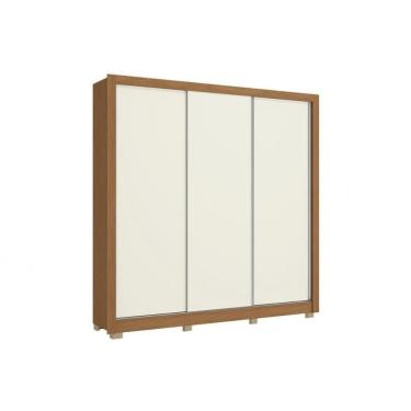 Imagem de Guarda Roupa Casal 3 Portas De Correr E 2 Gavetas C/ Pés Cb03m570 Flex Canela/canela Ou Off White - Kappesberg