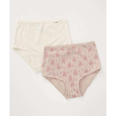 Imagem de Kit 2 Calcinhas Alta Estampa Floral DelRio-25626, Rosa, Bege, EG