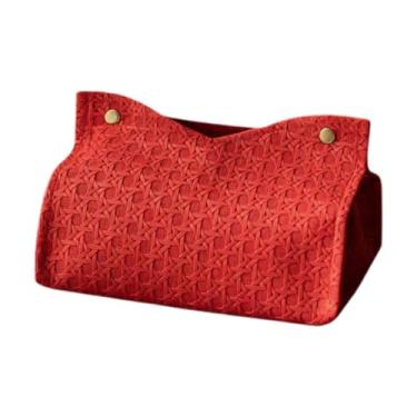 Imagem de predolo Porta-lenços de papel decorativo para casa, em couro PU, para penteadeira ou quarto, Vermelho