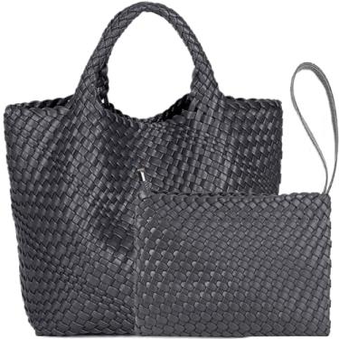 Imagem de JINMANXUE Bolsa de compras de tecido fashion bolsas de viagem e bolsas femininas bolsa de ombro de grande capacidade, Cinza cimento