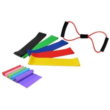Imagem de Kit 5 Faixa Elástica de Treino Mini Band, Elástico Extensor Exercício Funcional Fisioterapia em Casa (Kit 6 Elástico Yoga)
