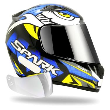 Imagem de Capacete Moto Masculino Dragon Azul com Viseira Cromada, Design Esportivo com Gráficos (56)