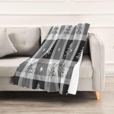 Imagem de Wassud Cobertores e mantas de Natal 152.4 cm x 228.6 cm manta cinza xadrez de Natal para sofá, cadeira, decoração de casa