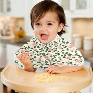 Imagem de CEBUGI Panos para Arrotar Musselina Bebê 56x28 cm Toalhas de Bebê Absorventes Macio Flor Rosa Algodão Arrotar Trapos para Bebês Meninos e Meninas Pacote com 2