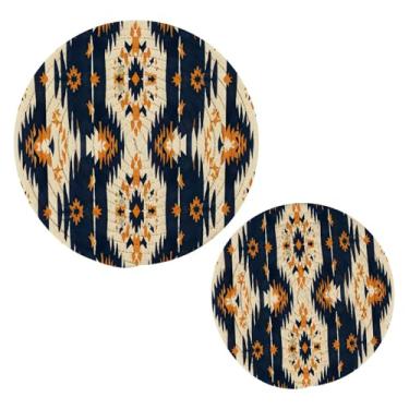 Imagem de Wassud Conjunto de tripé com padrão amarelo claro para pratos quentes, suportes redondos de algodão, almofadas quentes, porta-copos elegantes, decoração de cozinha e acessórios, 2 peças