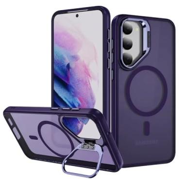 Imagem de Capa magnética fosca para celular Samsung Galaxy S24 Plus com suporte para lente e proteção contra quedas, violeta, para Galaxy S24