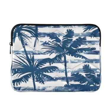 Imagem de Kigai Bolsa para laptop, palmeira estilo azul macia e resistente a impactos, capa para laptop, bolsa protetora para notebook de 13 a 14 polegadas