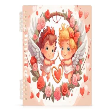 Imagem de Burbuja Caderno Cupido dos Namorados, papel pautado universitário A5 com 60 folhas, fichário para escritório, 1 pacote