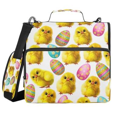 Imagem de Burbuja Fichário fofo com zíper para pintinho da páscoa, bolsa de 3 anéis, com lixa expansível e alça de ombro, serve para laptop de 13 polegadas, vários bolsos para trabalho de escritório