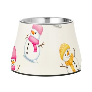 Imagem de Burbuja Tigela de aço inoxidável para cães Snowmen para comida e água, antiderrapante para cães médios e gatos, 590 ml