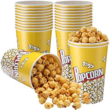 Imagem de Mysora Baldes de pipoca de papel de 1,304 g, recipientes de balde de pipoca, estilo retrô, reutilizáveis, para noite de cinema, festa de aniversário, Natal, barras, suportes de concessão
