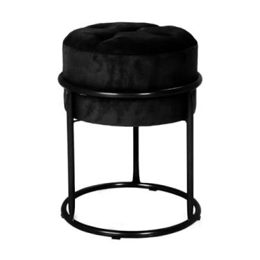 Imagem de Puff Banqueta de Ferro com Argola - Decoração para Quarto, Sala, Penteadeira e Ambientes Modernos puff redondo para Quarto, Sala e Penteadeira em Ambientes Modernos(PRETO E PRETO)