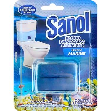 Imagem de Sanol, Bloco Sanitário para caixa acoplada, Aroma Marine, 2 X 35g, Azul
