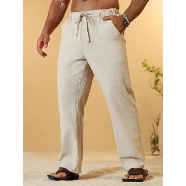 Imagem de Calça Baggy Alfaiataria Linho Masculina Folgada Casual Balão-Masculino