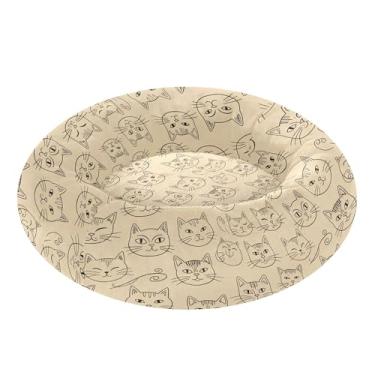 Imagem de SEHANY Cama de cachorro com estampa de gatos fofos, removível e lavável, pequena, redonda para gatos, cama fofa super macia para animais de estimação com fundo antiderrapante para cães pequenos e