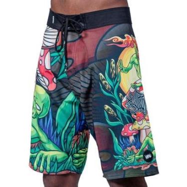Imagem de Bermuda Chronic Elastano Cogumelos Aliens Preto 002-Masculino