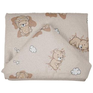 Imagem de Toalha de Felpa para Bebê 67 cm x 90 cm Pixuxu, Urso Soninho Bege