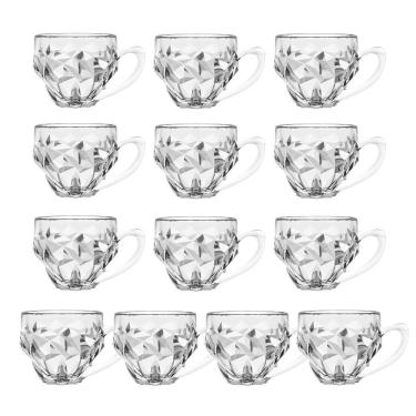 Imagem de Jogo 12 Xícara De Café De Vidro Transparente Roks 185ml Em Casa Tem