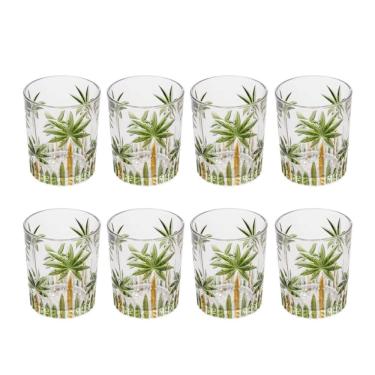 Imagem de Jogo 8 Copos De Whisky água Baixo Cristal Coqueiro Palm Tree Wolff 340ml