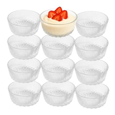 Imagem de Jogo 12 Bowl De Vidro Pote Para Sobremesa Clear Diamantino 260ml Em Casa Tem