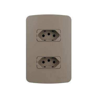 Imagem de Tomada Dupla Margirius B3 Colors 2p+t 10a Com Placa 4x2 Argila