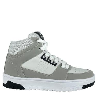 Imagem de Tênis Ollie Masculino Cano Alto Branco Cinza-Masculino