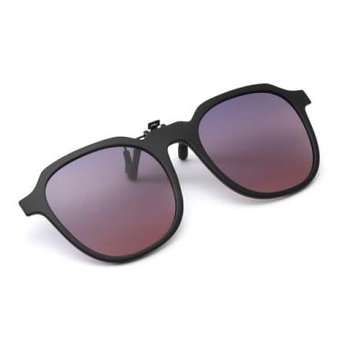Imagem de Long Keeper Óculos de sol de pressão – Óculos de sol polarizados quadrados com clipe, óculos de sol femininos e masculinos, sobre óculos de grau, Rosa, roxo, One Size