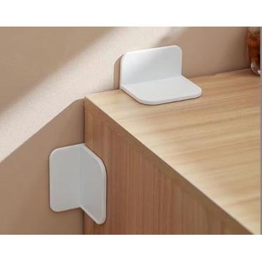 Imagem de 2 pacotes de âncoras de móveis para impermeabilização de bebês, âncora de parede anti-ponta adesiva sem broca para cômoda estante de livros espelho armário TV suporte despensa prateleiras seguras